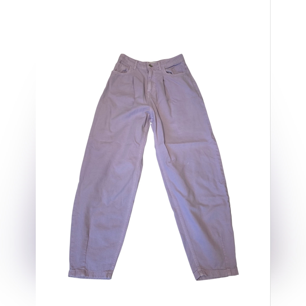 Zara Pleated Barrel Jeans Light Purple Size 2